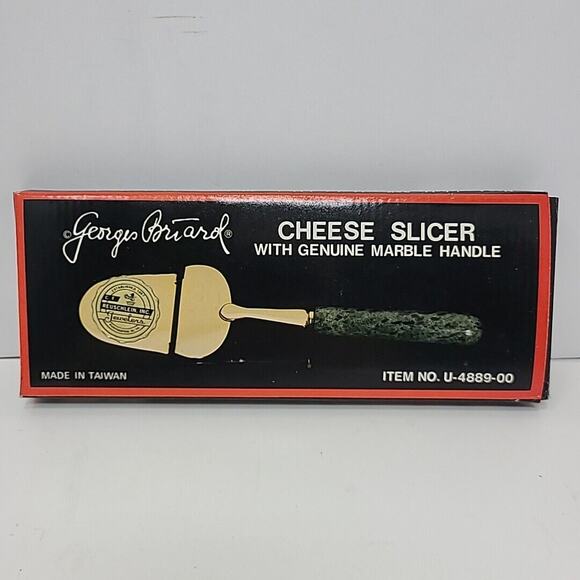 Georges Briard 22k Gold Plated Green Marble Cheese Slicer Fancy Charcuterie - Picture 1 of 7